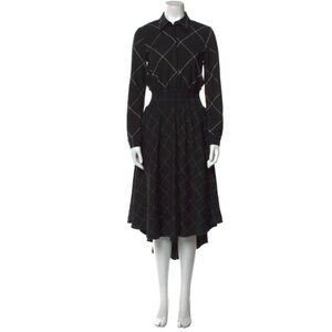 Maje Plaid Print Long Dress